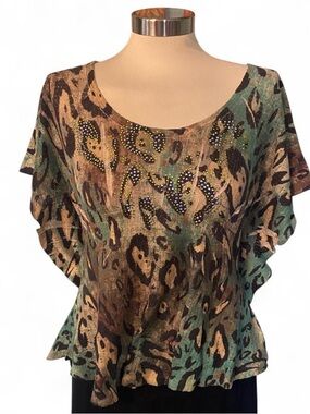Daytrip Vintage Y2K Leopard Print Flutter Sleeve Top